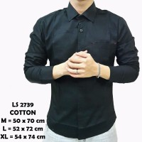Jual kemeja panjang 2679 hitam polos slimfit casual keren formal Murah