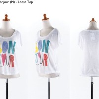 Jual 40627 Bonjour White T Shirt Kaos Putih KODE vc9313 Murah