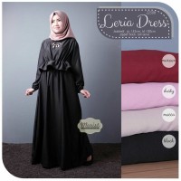 Jual Long Dress Maxi Wanita Muslim polos leria L Xl Murah