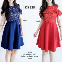 Jual Dress Pesta Scuba Brukat Wanita DS328 Murah