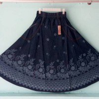 Jual rok jeans panjang model payung all size full karet pinggang Murah