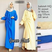 Jual Long Dress Maxi Wanita Muslim cantik polos serut queen jumbo XXXl big Murah