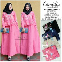 Jual Long Dress Maxi Wanita Muslim peplum bordir camidia Murah