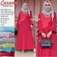 Jual Long Dress Maxi Wanita Muslim polos cantik caramel XL Murah