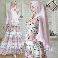 READY SISESA SYARI PREMIUM PINK GAMIS MAXI BERGO KHIMAR BUSUI FIT XL