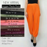 Jual celana panjang jogger pant wanita joger pleated pleats prisket plisket Murah