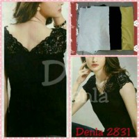 Jual Tank Top V Neck Kemben 2831 Panjang Crop Lengan brukat Renda Murah
