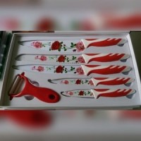 Jual pisau dapur keramik set motif bunga kit KODE TR11259 Murah