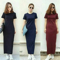 Jual FS - Elsa Plain Maxi Murah Dress Cewek Grosir Murah