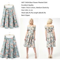 Jual WST 13434 Blue Flower Pleated Skir Murah