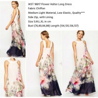 Jual WST 18817 Flower Halter Long Dress Murah