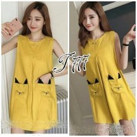 Jual x93 Dress yelow cat Bahan twiscone ld 94 pjg 85 blakang sleting kant Murah