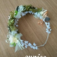 Jual Flower crown full flower with green and white flower Murah