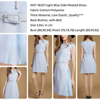 Jual Light Blue Side Pleated Dress (S,M,L) - 18327 Murah