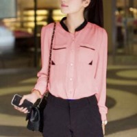 Jual .Kemeja Tria Pink SW. kemeja wanita twiscone pink Murah