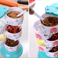 Jual Tempat Bumbu 5 in 1 Set terdiri dari 5 susun bisa diputar murah Murah
