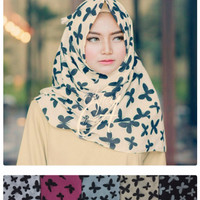 Jual Pashmina Denim Butterfly Seri Murah