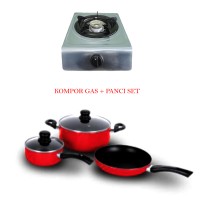 Jual Kompor Gas 1 Tungku Plus Panci Set Teflon Murah