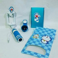 Jual paket 4in1 doraemon powerbank,tongsis,superwide,waterproof karakter Murah