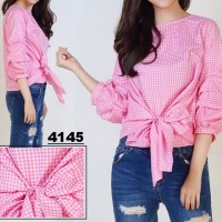 Jual 4145 BLOUSE TINGTING KOTAK PINK Murah