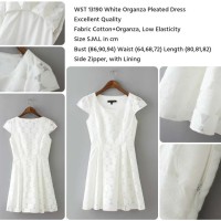 Jual WST 13190 White Organza Pleated Dress (size L) Murah