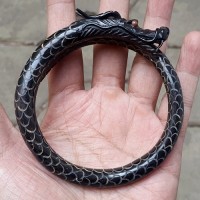 Jual Gelang Akar Bahar Ukiran Naga Bertanduk Black Coral #13 Murah