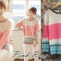 Jual JUAL BAJU RAJUT KOREA STYLE PINK ROSE Murah