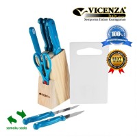 Set 10 Buah Pisau Dapur Vicenza Pisau Masak Italy Turquoise 3S009
