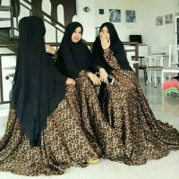 Jual set syari muslim leopard #nmleopardbubleblack Murah