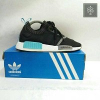 Jual Adidas NMD R1 Primeknit Black Lighting Blue Grey Murah