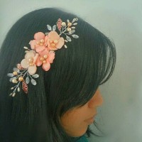 Jual headpiece hiasan rambut , bros hijab - lovely peach Murah