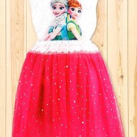Jual Pink White Frozen Dress Murah