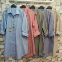 Jual Dress kemeja katun bordir import Murah