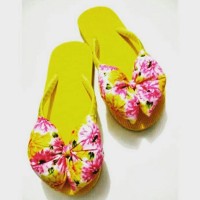 Jual sandal pita bunga kuning Murah