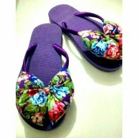 Jual sandal pita bunga ungu Murah