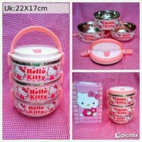 Jual Rantang Kotak Makan Stainless Lunch Box Hello Kitty Doraemon 3 susun Murah