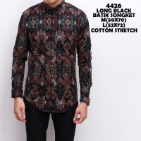 Jual Kemeja Lengan Panjang Batik Songket Black Murah