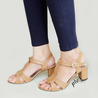 Jual Termurah Strappy Block Heels KN03 Moka Murah