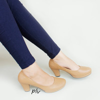 Jual BEST SELLER Sepatu Pantofel Wanita Block Heels SD01 Moka Murah
