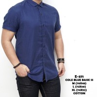 BAJU KEMEJA PENDEK PRIA COWO LAKI COLE BLUE BASIC BIRU CASUAL