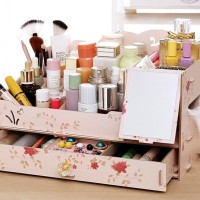 Jual HOT Rak kosmetik cermin JUMBO Mirror Storage Jumbo PINK FLOWER Murah