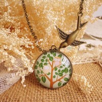 Jual Kalung Korea Owl Time Gem Necklace S3P008 Murah