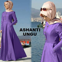 Jual Gamis Busui (M - Fit L) ASHANTI + Pashmina - Katun Denim Spandek Murah