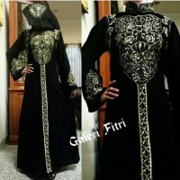 gamis pesta arab hitam baju muslim model terbaru