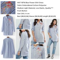 Jual WST 18716 Blue Flower Shirt Dress Murah