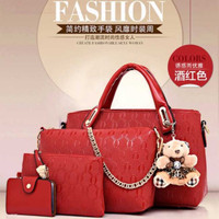 DE19 Tas Import Merah Tas 4in1 Boneka Tas Wanita Tas Branded COD Jogja