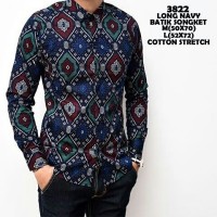 Jual KEMEJA BATIK SONGKET LENGAN PANJANG NAVY Murah