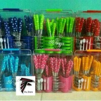 Jual Sale SENDOK SET POLKADOT (sendok garpu pisau) Warna warni Murah Murah