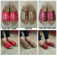 Jual Sandal / Sendal Kulit Flat Teplek Nunung Wanita / Satu Strap Bolong Murah