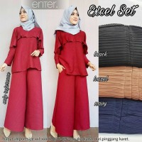 Jual setelan Atasan Wanita Blouse Jumbo XXL Baju Celana Kulot Polos excel Murah